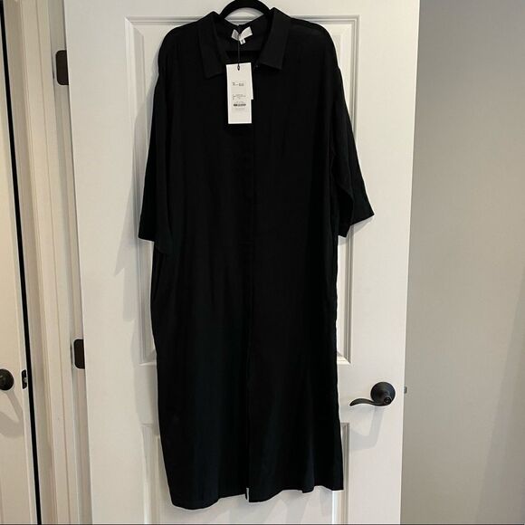 NWT MOUSSY VINTAGE Black Cotton Chiffon Half Sleeve Shirt Dress Sz. XS - Picture 9 of 10